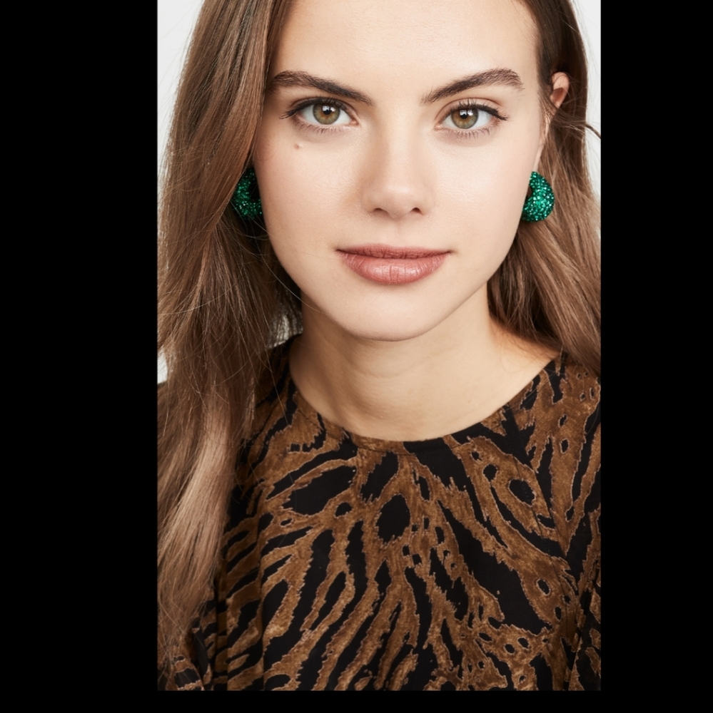 Kate Spade Adore Abliss Turquoise Green Gold Glitter Resin Earrings NWT